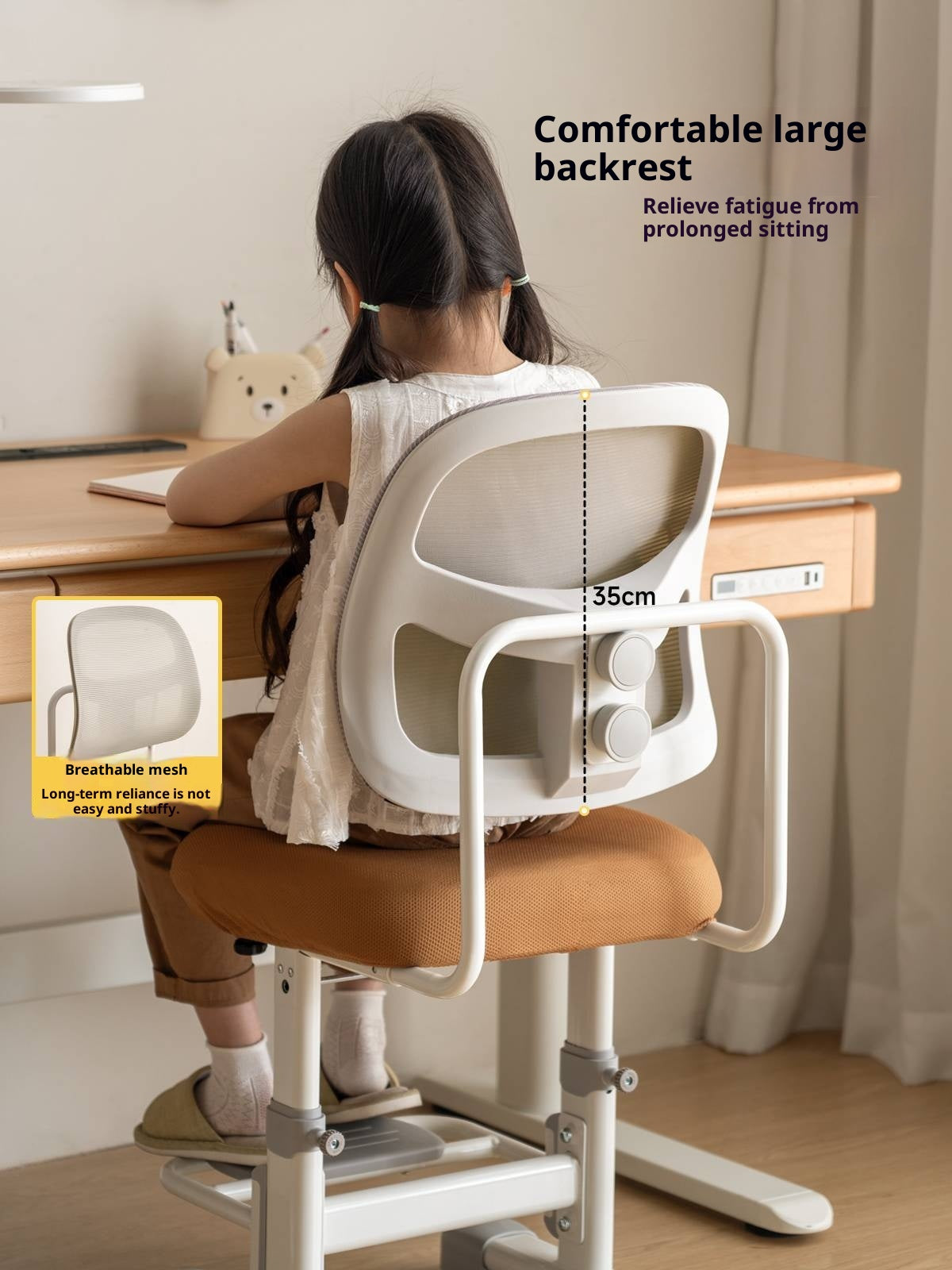 Ergonomic Height-Adjustable Kids Study Chair with Mesh Back and Footrest