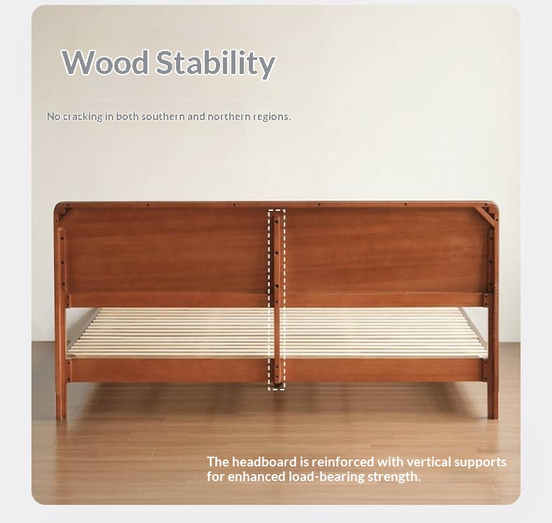 Poplar Solid Wood Bed — Retro Edge Vintage Slab Bed