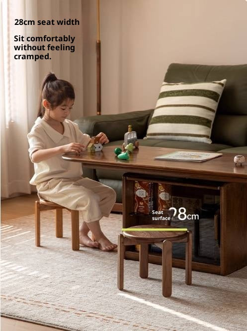 Black Walnut, Cherry Solid Wood Stacked Round Stool