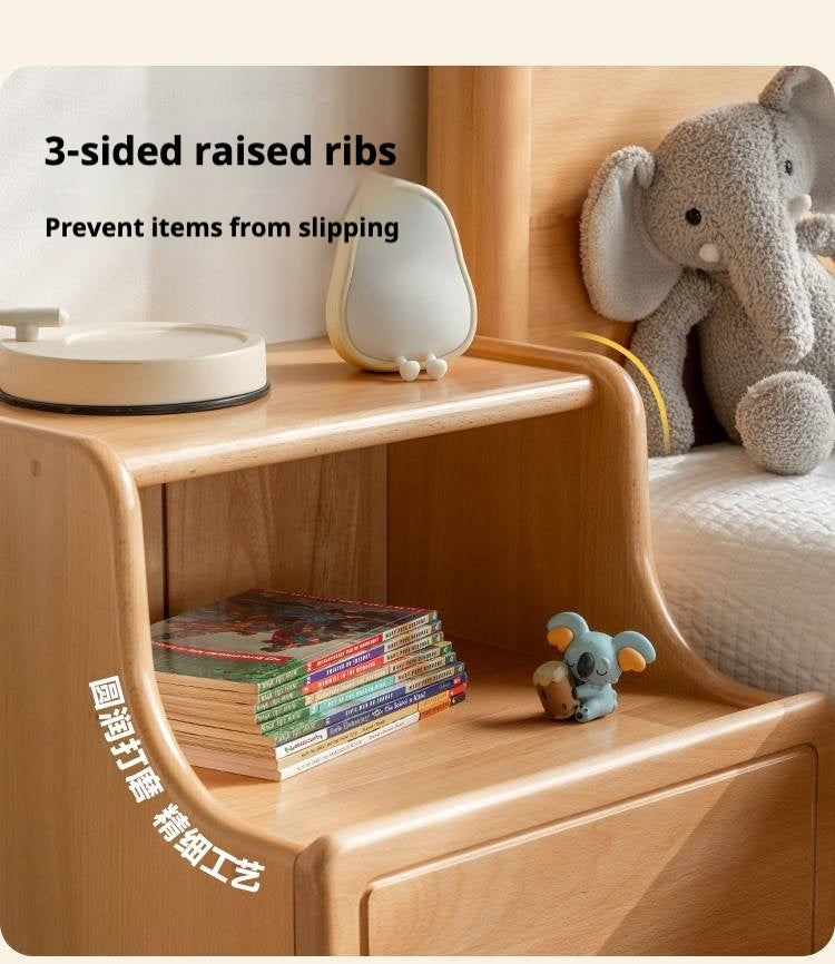 Beech Solid Wood Modern Kids Nightstand.