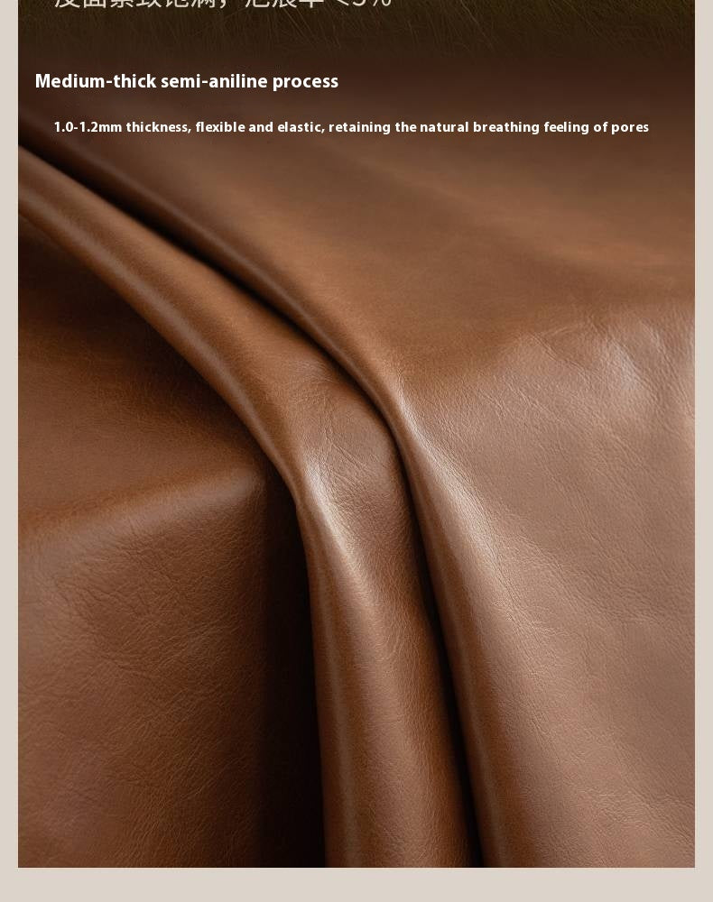 Italian Medieval Style Genuine Leather Oil-Wax Sofa