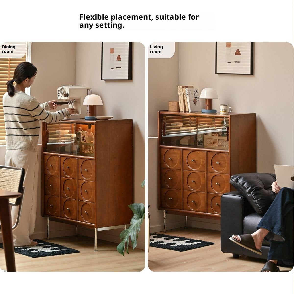 Poplar Solid Wood Middle-Ancient Style Retro Side Cabinet.