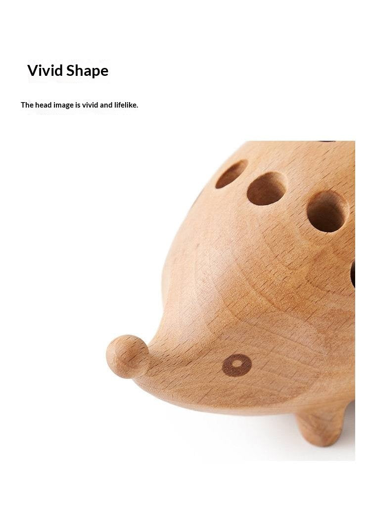 Beech Solid Wood Hedgehog Nordic Animal Pen Holder