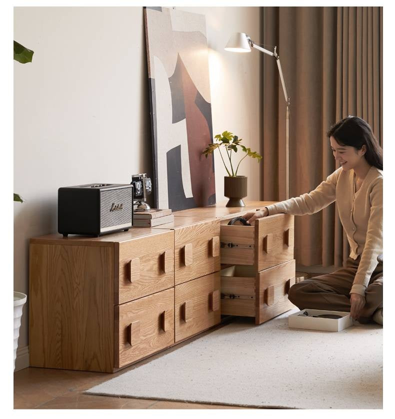 Oak, Ash Solid Wood Modern TV Stand