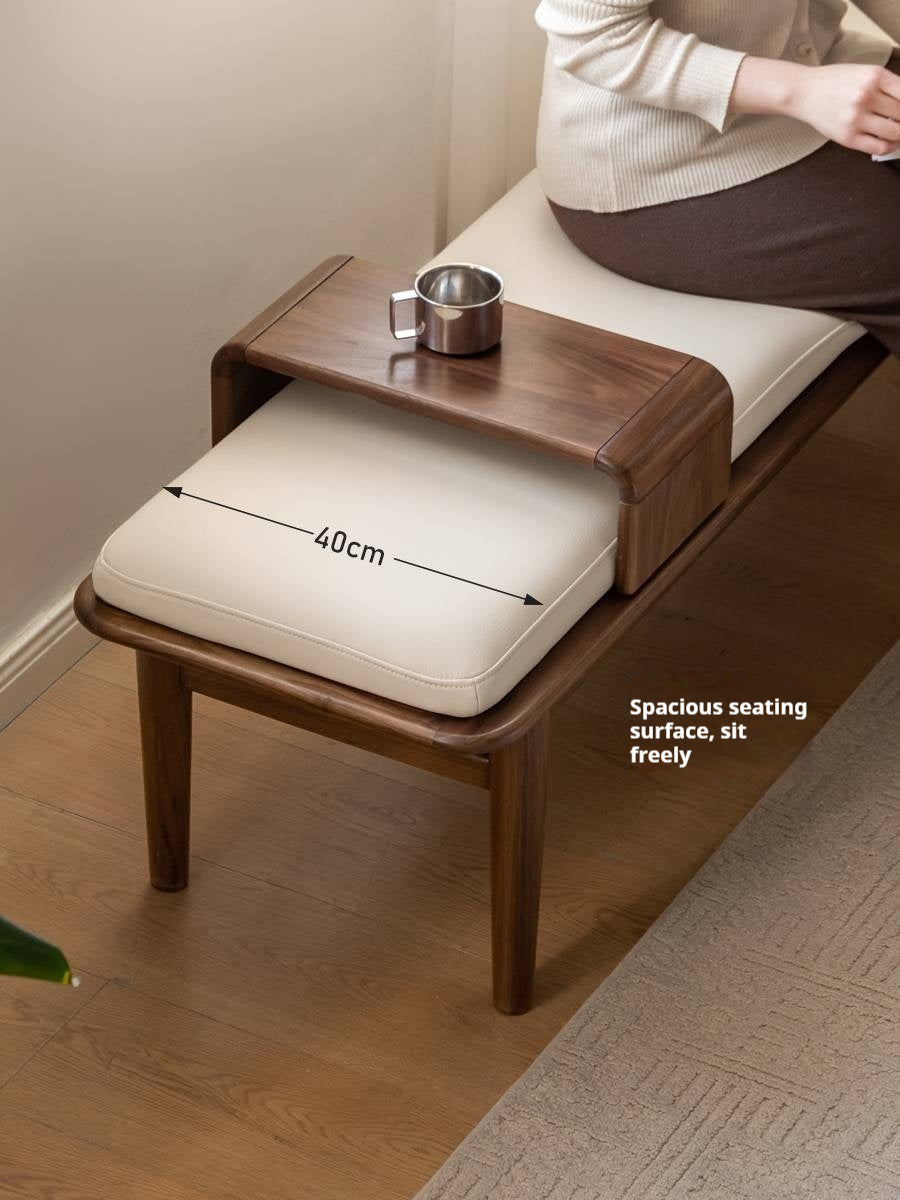 Black Walnut, Oak Solid Wood Soft Packed Bench