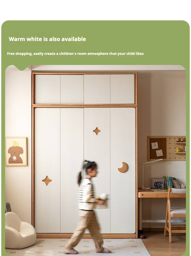 Oak Solid Wood Children's Sliding Door Wardrobe.