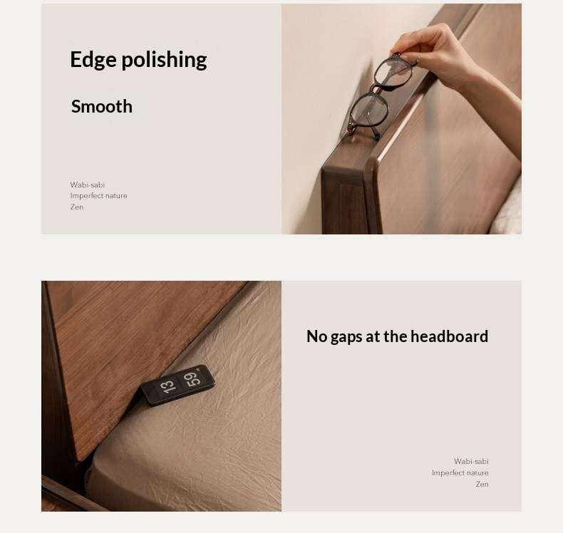 Black Walnut Solid Wood Bed — Italian Light Luxury Suspended Bed