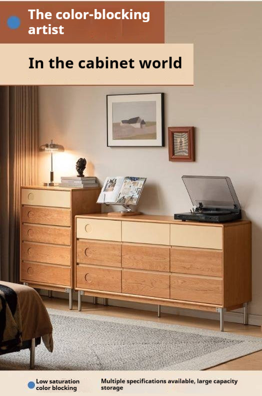 Cherry, Tulipwood Solid Wood Modern Minimalist Chest of Drawers