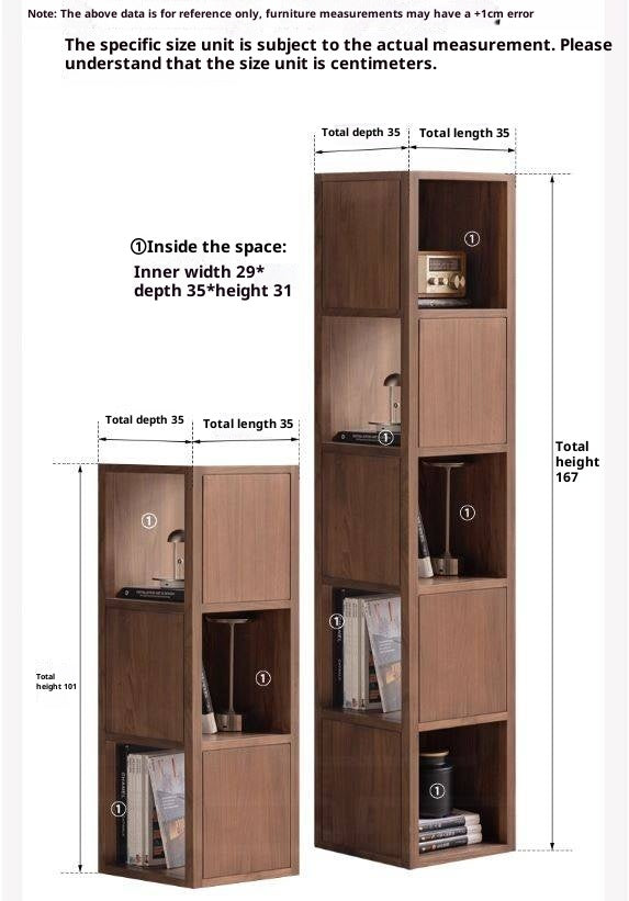 Black Walnut, Oak Solid Wood Bookshelf