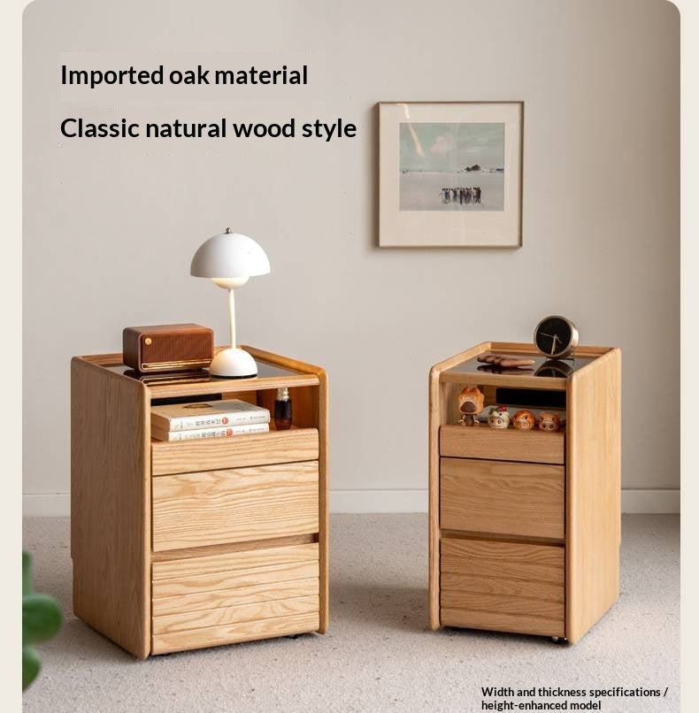 Oak Solid Wood Italian Light Luxury Nightstand