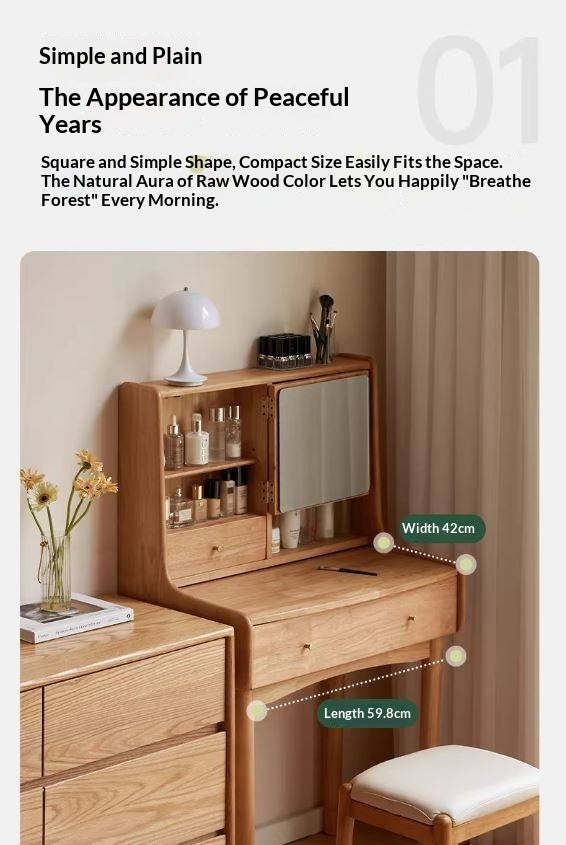 Solid RubberWood Extendable Modern Vanity Table