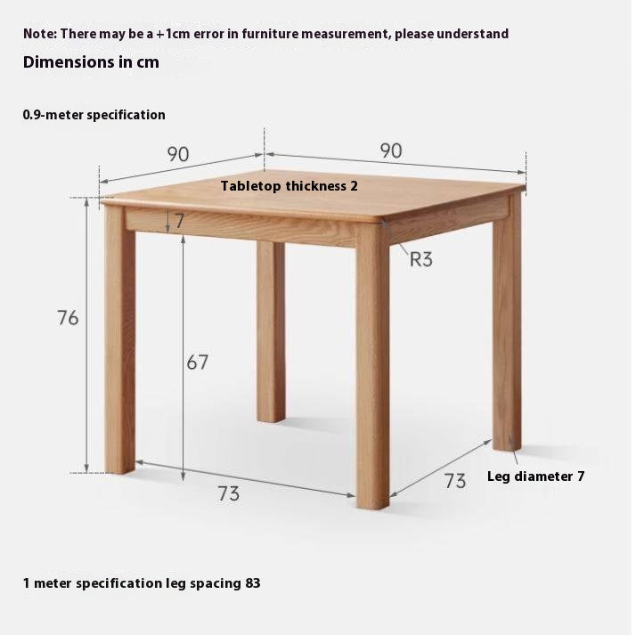 Solid Rubberwood, Oak Solid Wood Square Dining Table