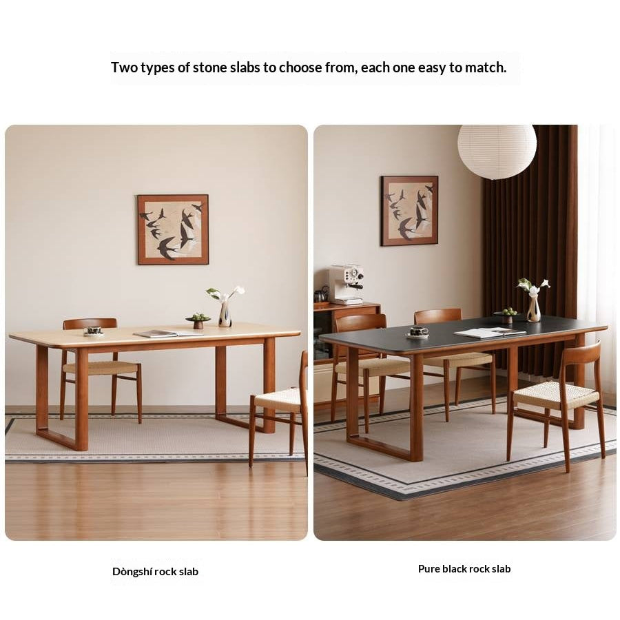 Tulipwood Solid Wood Antique Style Rock Board Dining Table