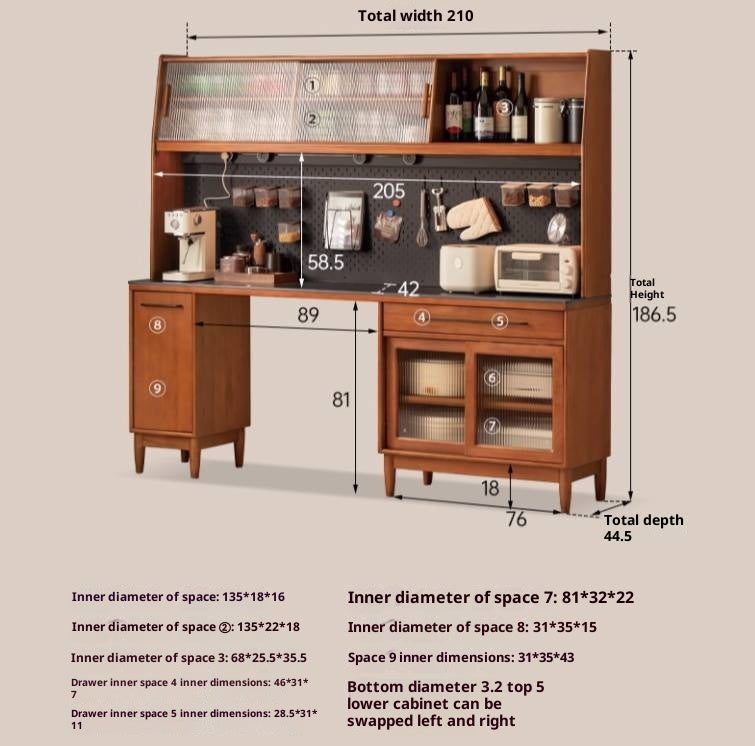 Tulipwood Solid Wood Antique Style Sideboard