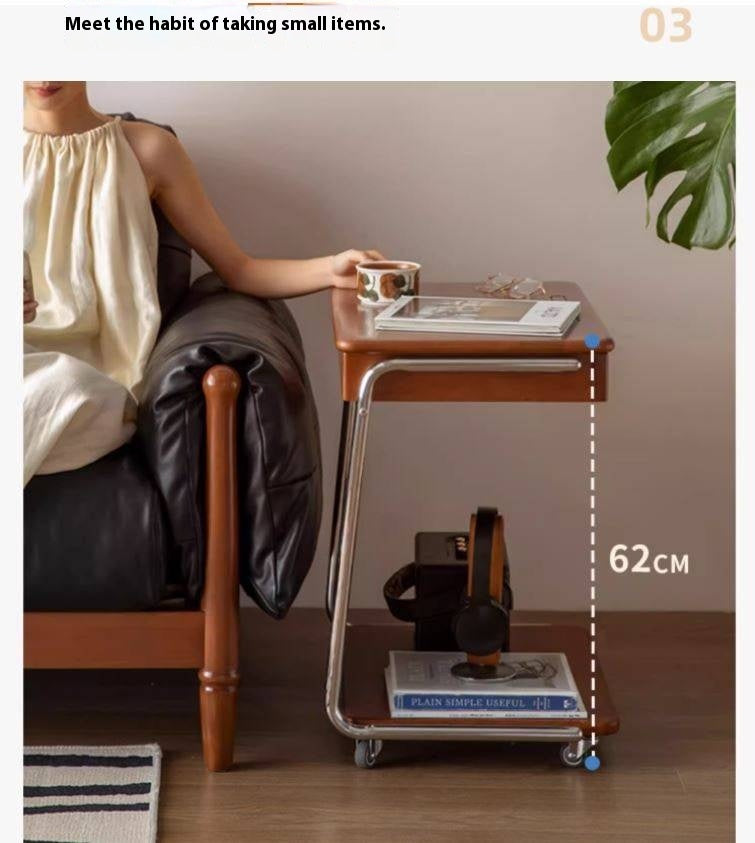 Tulipwood, Cherry Solid Wood Mobile Retro Side Table