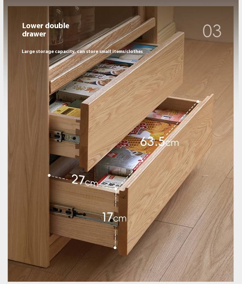 Ash Solid Wood Modern Side Cabinet.