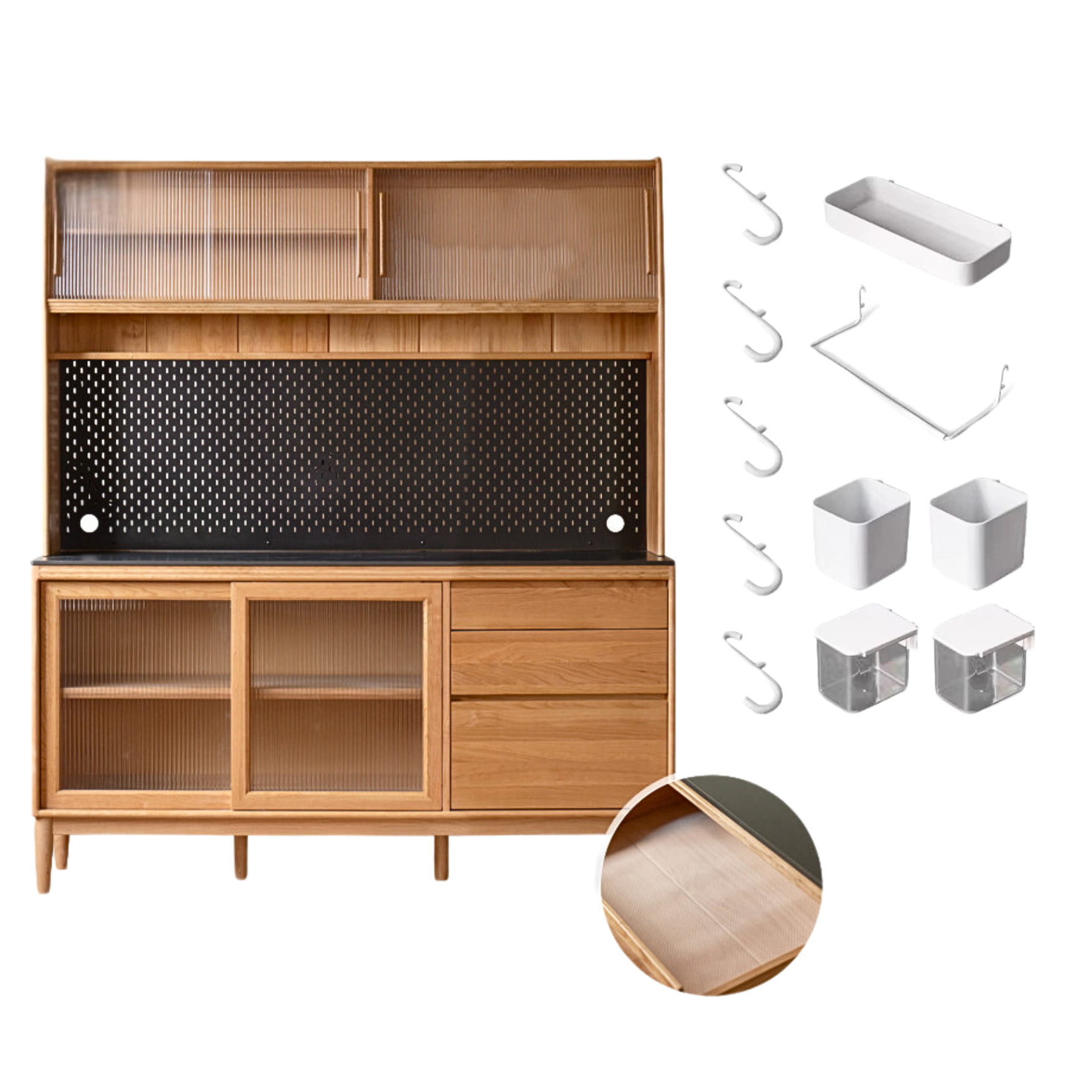 Cherry, Oak Solid Wood Rock Board Dining Cabinet Integrated High