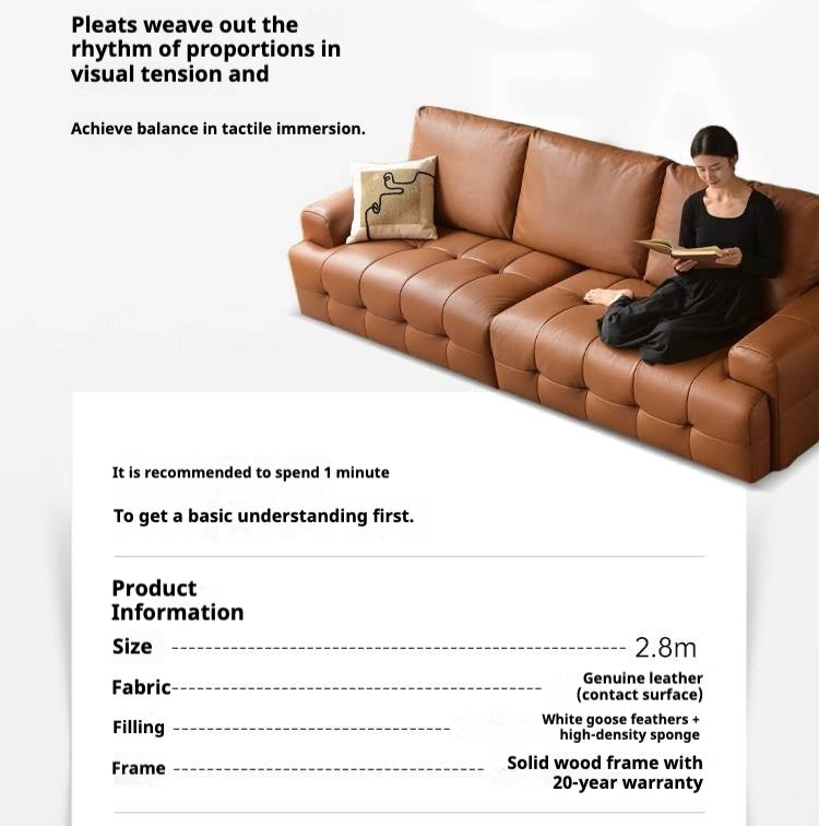 Modern Italian-Style Genuine Leather Sofa