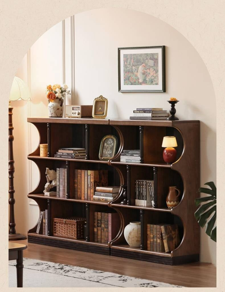 Oak Solid Wood French Retro Bookcase.