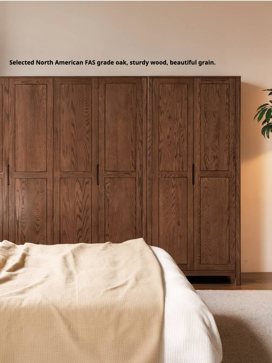 Oak Solid Wood Walnut Color Wardrobe.