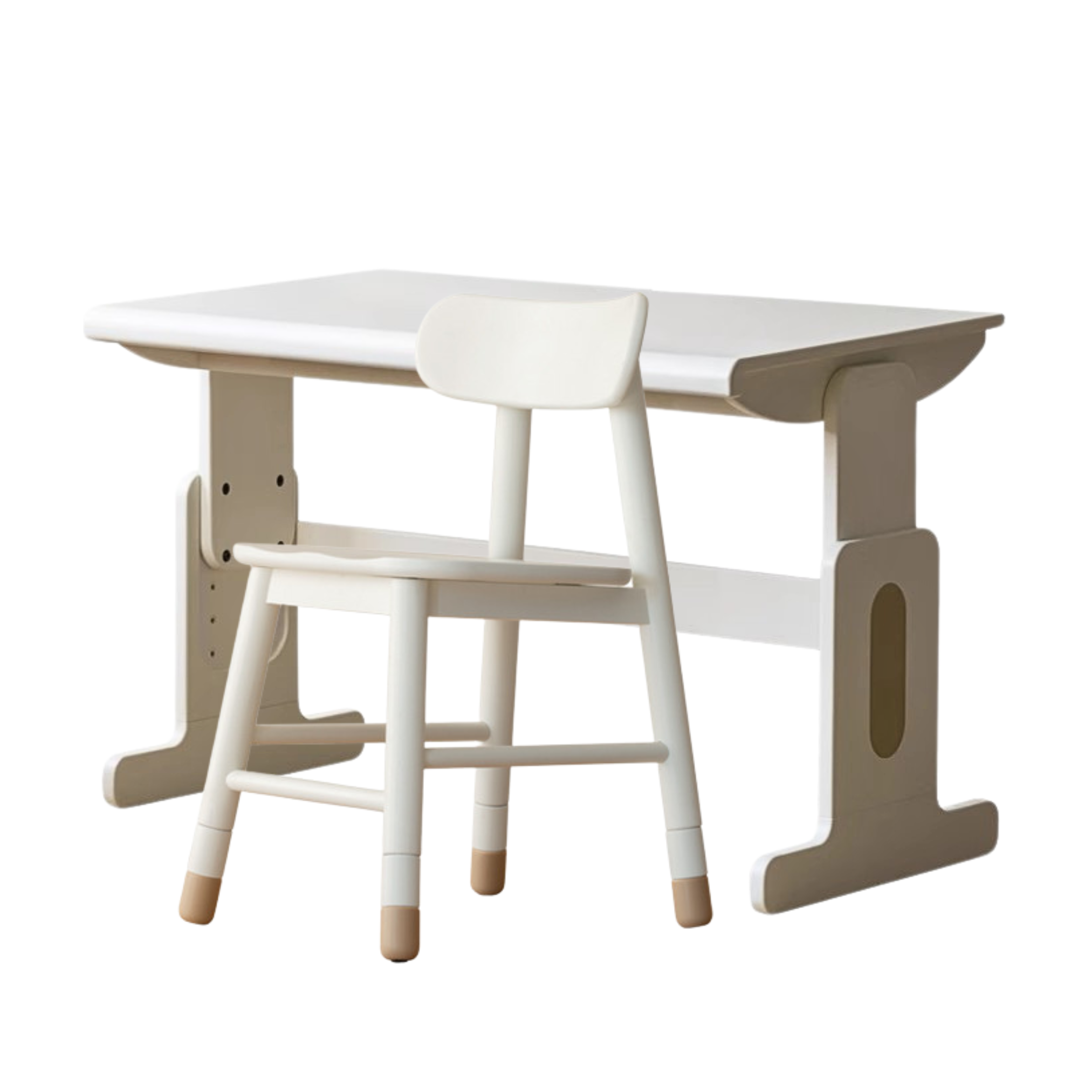 Beech Solid Wood Lift Study Desk Adjustable White Children's Desk