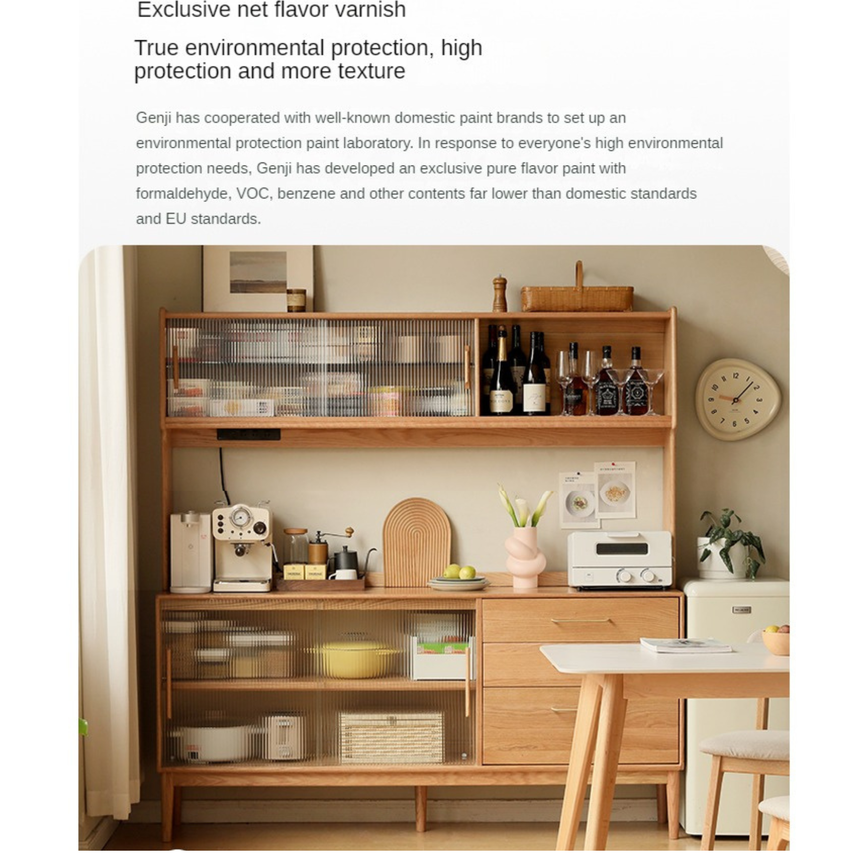 Oak Solid Wood Modern Multifunctional Sideboard