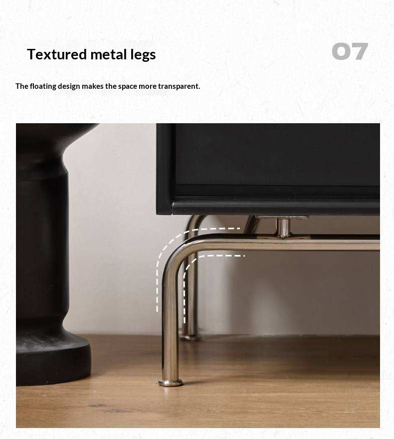 Solid Rubberwood French Retro Sideboard Black Glass