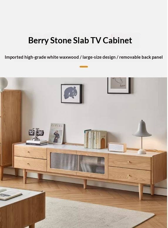 Ash Solid Wood TV Stand Rock Slab.