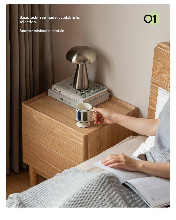 Ash, Oak, White Ash, White Oak, Sandalwood Solid Wood White Wax Small Nightstand