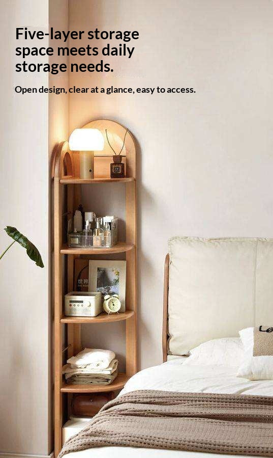 European Beech Solid Wood Corner Bookshelf.