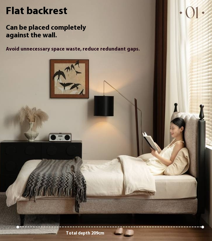 Fabric French Retro Soft Back Bed