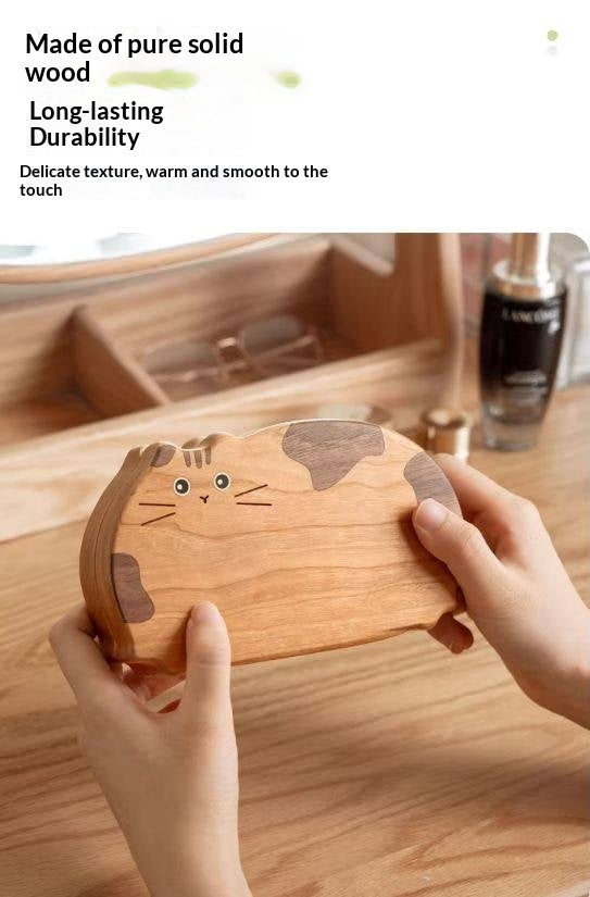 Cherry, Black Walnut Solid Wood Portable Jewelry Box with Multi-Compartment Storage