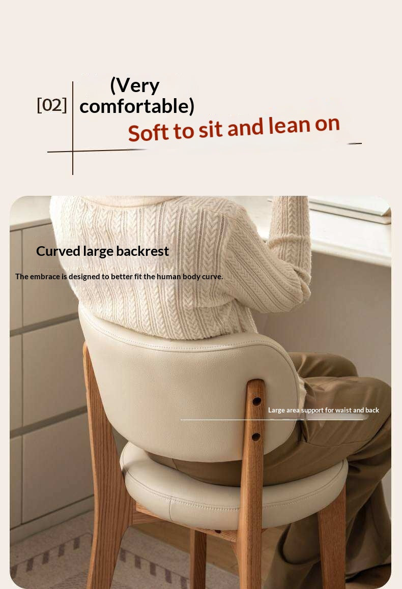 Oak Solid Wood Modern Velvet Soft Makeup Stool