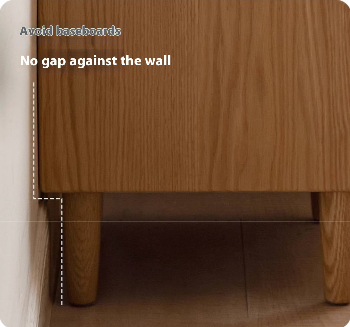 Solid RubberWood, Oak Solid Wood Nightstand with Glass Door with Storage