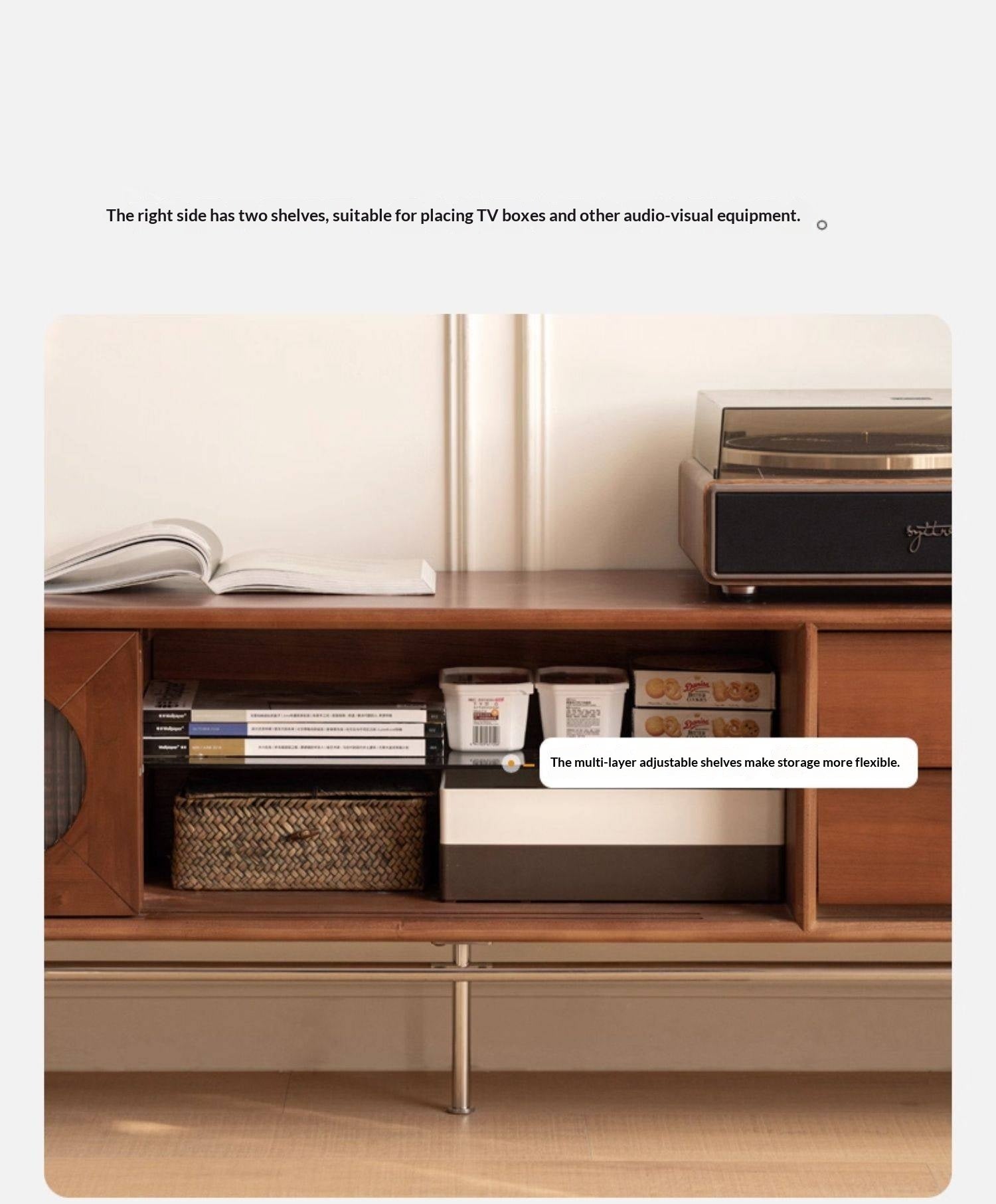 Tulipwood Solid Wood Light French TV Cabinet Sliding Door.