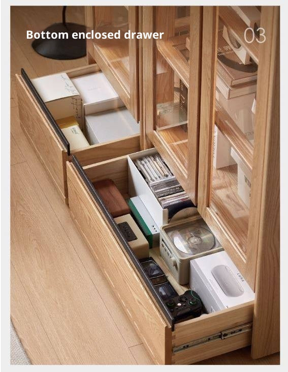 Ash Solid Wood Modern Glass Bookcase