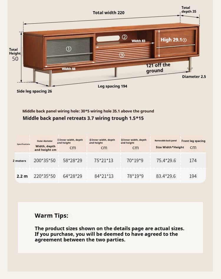 Tulipwood Solid Wood Bauhaus Style TV Cabinet