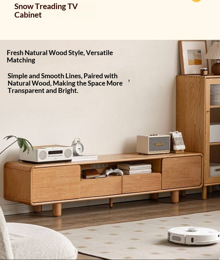 Solid Rubberwood Scandinavian TV Stand