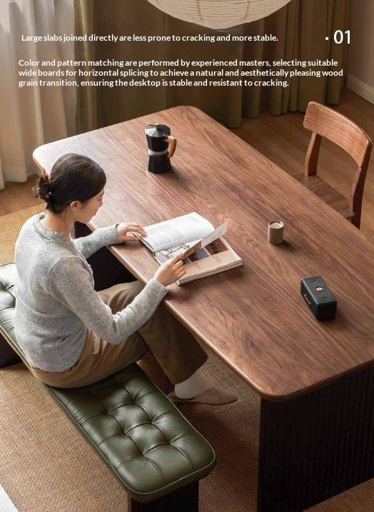 Black Walnut Solid Wood Light Luxury Style Dining Table