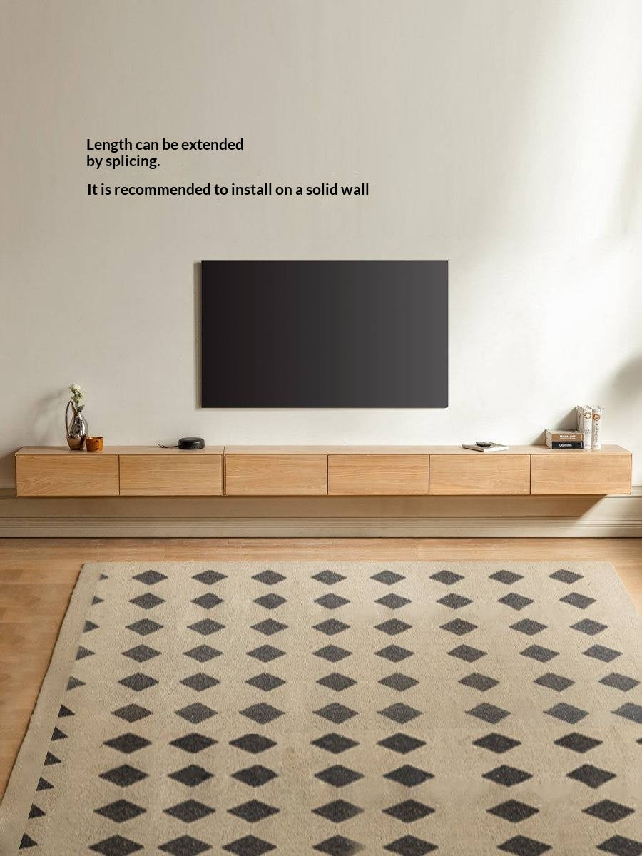 Oak Solid Wood TV Cabinet Minimalist Light Suspended-