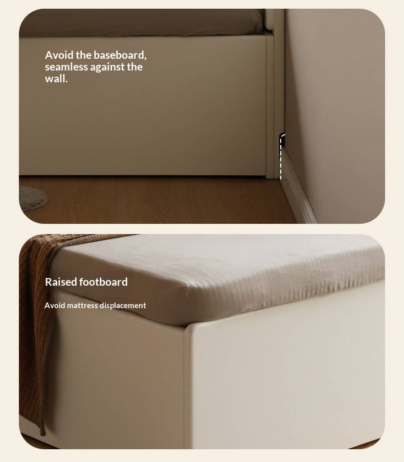 Rubberwood Solid Wood Bed — Modern Minimalist White Box Design