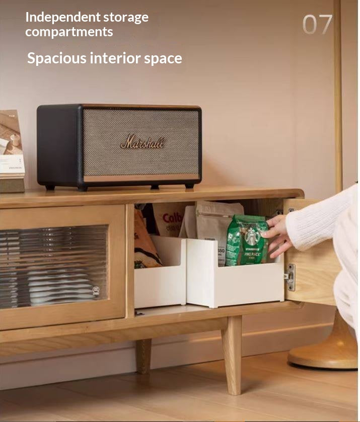 Ash Solid Wood Modern Locker Floor TV Cabinet.