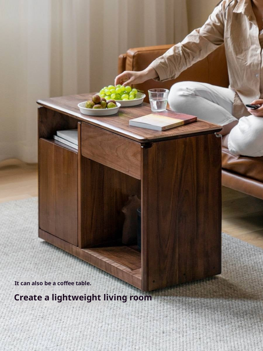 Black Walnut Solid Wood Nordic Style Movable Side Table