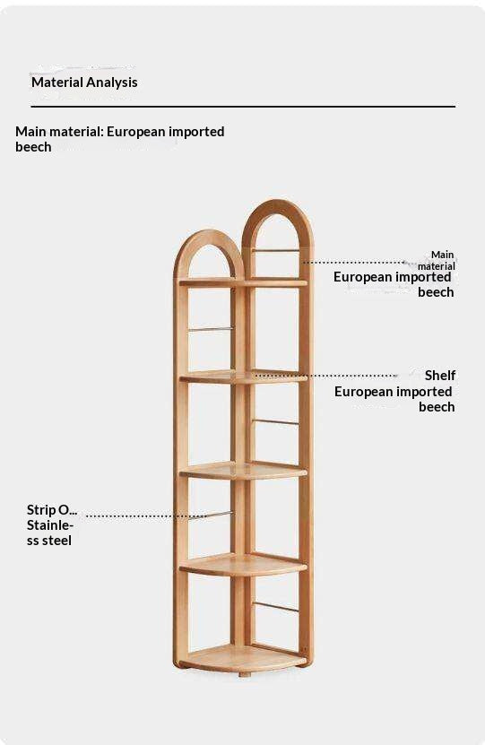 European Beech Solid Wood Corner Bookshelf.