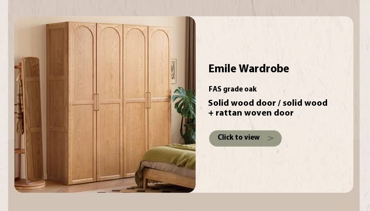 Cherry Solid Wood Swing Door Rattan Wardrobe