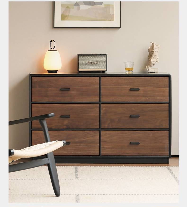 Oak Solid Wood Italian Light Luxury Chest of Drawers.