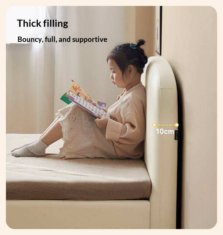 Kids Upholstered Storage Bed with Rounded Headboard and Gas Lift