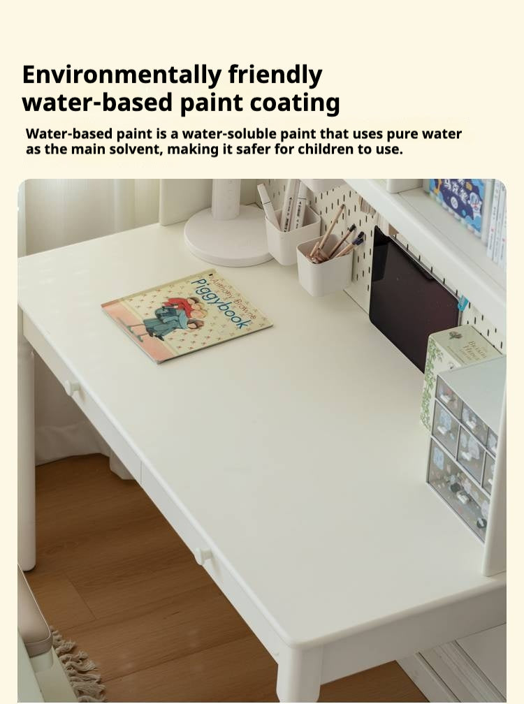 Rubber Solid Wood Cream Style Children's Desk.