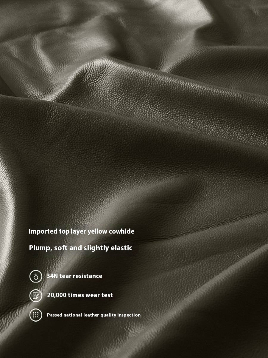 Black Walnut, Oak Solid Wood Genuine Leather Sofa Italian-Inspired