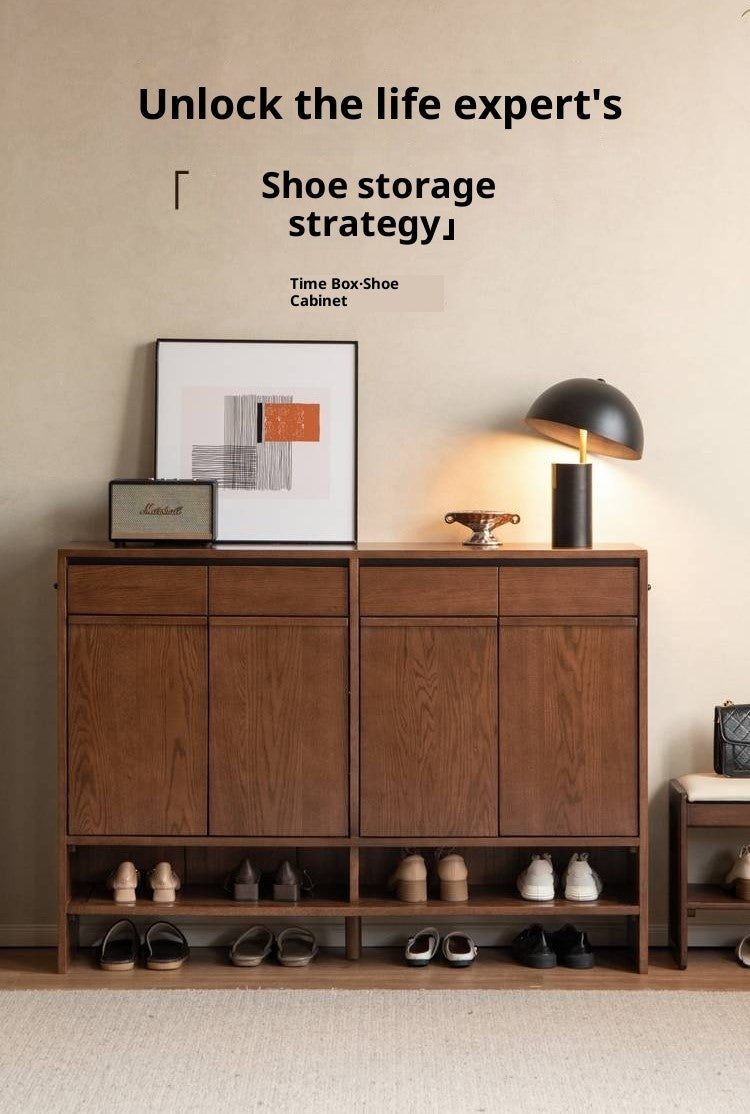 Oak Solid Wood Capacity Shoe Cabinet